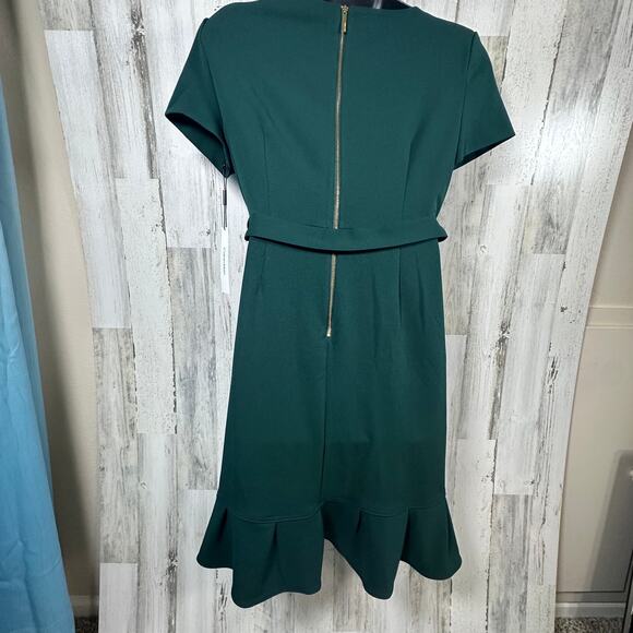 Calvin Klein Forest Green Ruffle Midi Dress 16 NWT | MSRP $139 | Elegant Chic - Picture 2 of 8